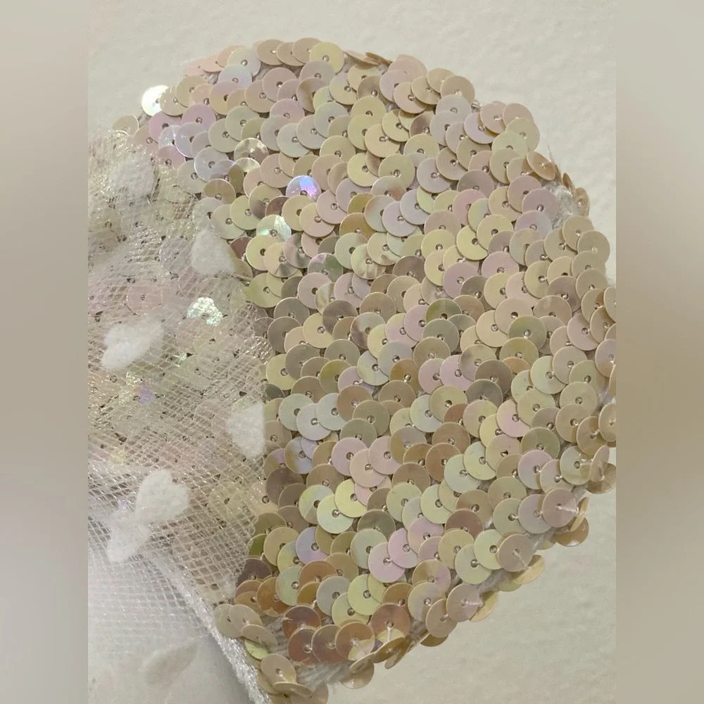 Disney Parks Bridal Minnie Mouse Ears Veil Bride Sequin Headband - Picture 4 of 13